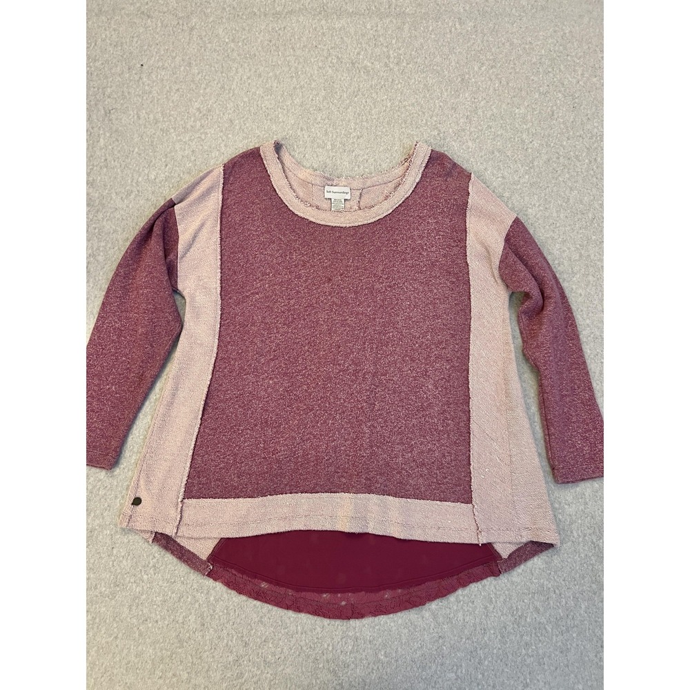 Soft Surroundings Sweater Tunic Womens L Purple‎ Lace Back Long Sleeve Knit